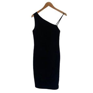Dynamite One Shoulder Dress Size Extra‎  Small Black Asymmetrical Zipper NWOT